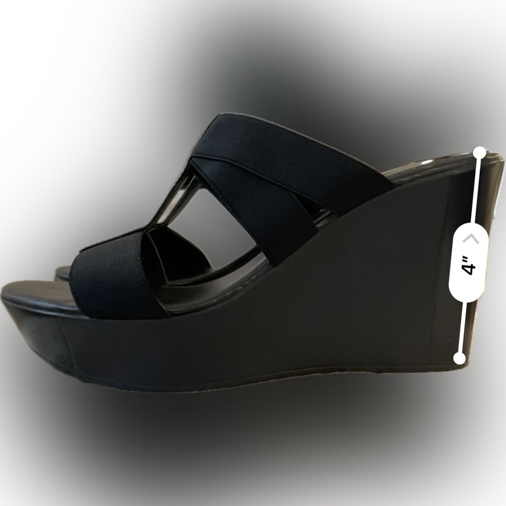 Black Slip On Wedge, Charles by Charles David, Size 8, EUC